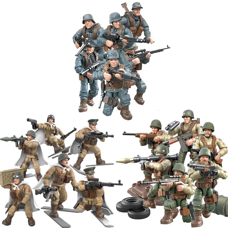 WW2 WWII Military Soldiers Army US USSR Weapon Fit LEGO Minifigures Mega Blocks 