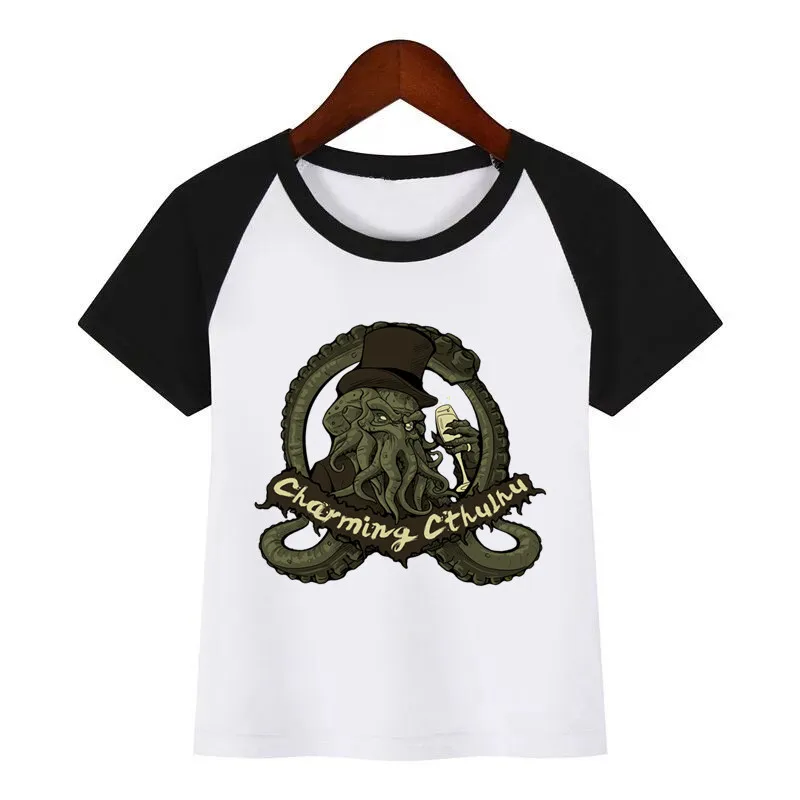 Cthulhu/детская футболка с принтом детская картонная одежда детская забавная летняя футболка 2 заказа - Цвет: K247A