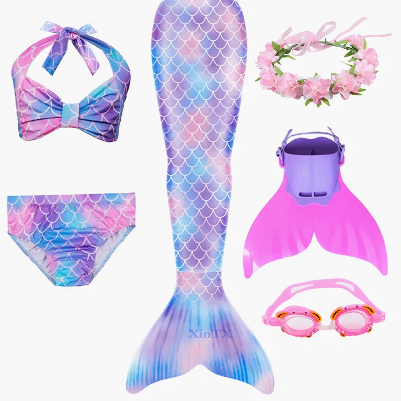 

Little Children Mermaid Swimsuit Bikini Set for Kids Tails Easy Add Into Fin Clothing Kids Mermaid Tails Costume Cosplay