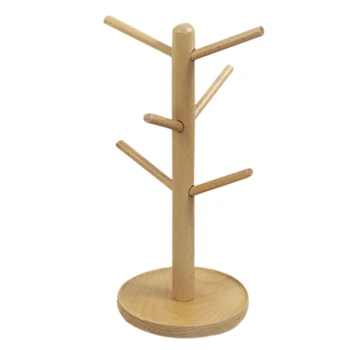 

Bamboo Mug Rack Tree, Organic Bamboo Mug Holder, Mug Hook,Mug Stand,Coffee Cup Dryer with 6 Hooks