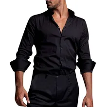 Мужская мода, длинный рукав, сплошной цвет, лацканы, деловые или повседневные Рубашки, Топы, блузки, мужская рубашка, camisa masculina camisas hombre men s