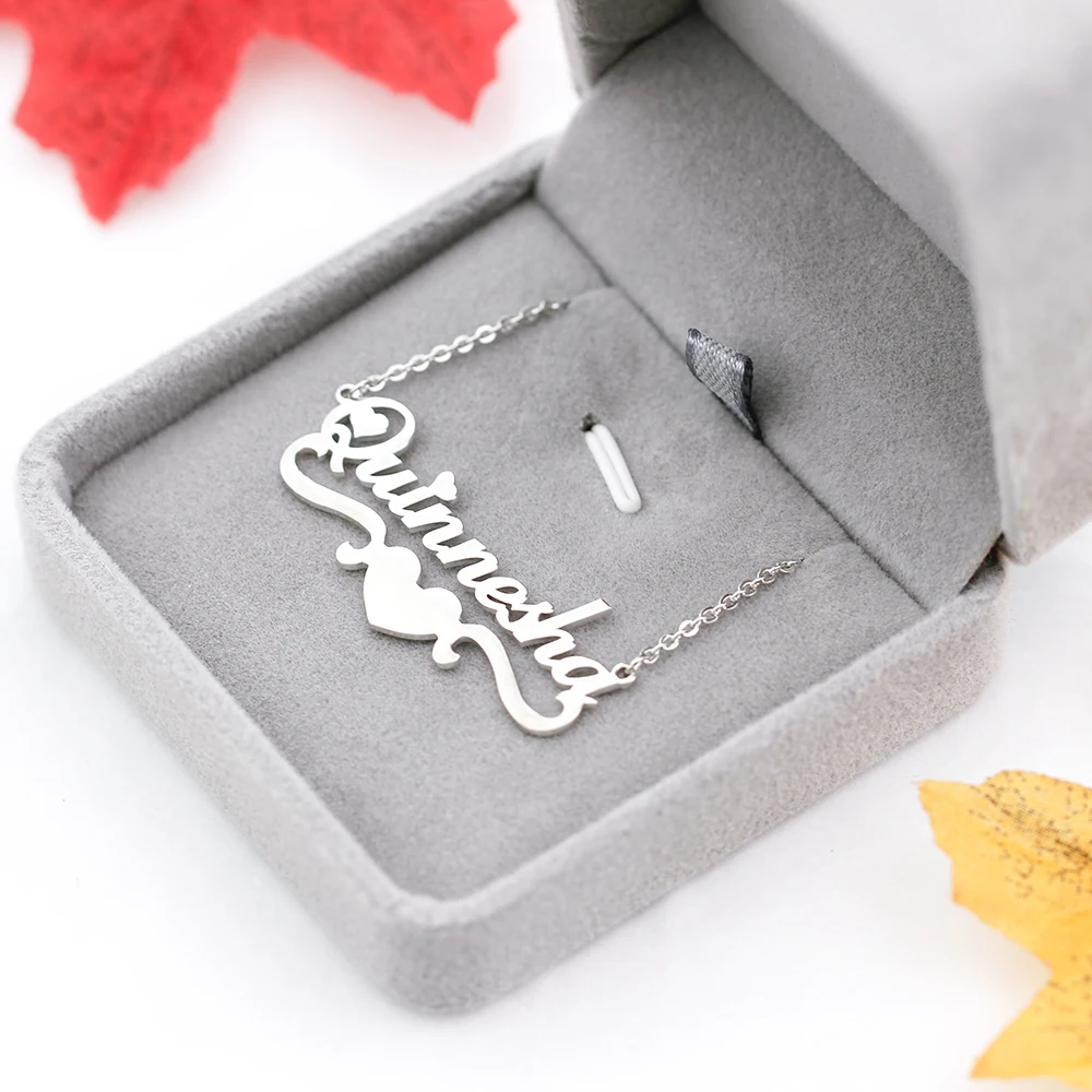 Персонализированное ожерелье с именем сердца из нержавеющей стали на заказ для женщин и мужчин кулон-табличка с именем ожерелье прополка подарок для невесты
