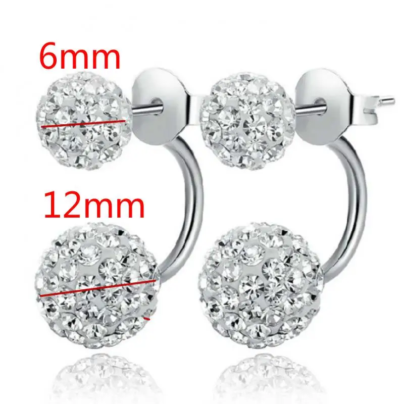 Crystal 6mm 12mm Серьги-гвоздики из натурального камня для женщин, 925 пробы, серебряные серьги Brincos, серьги Oorbellen, ювелирные изделия brinco, подарок для любви - Окраска металла: Crystal 6mm 12mm