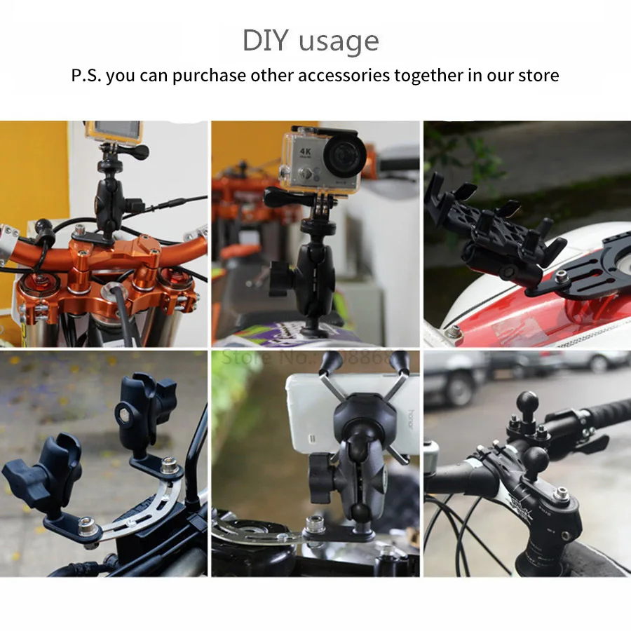 TUYU Motorcycle Handlebar Rear Mirror Mount for Gopro CellPhone