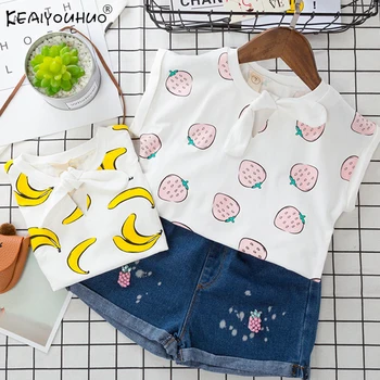 

KEAIYOUHUO Summer Kids Clothing Gilrs Sets Tracksuit For Girls Clothes Suit Children Clothes Shorts Sets Sport Suits 2Pcs 3 5 7