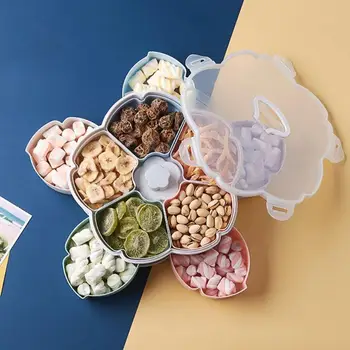 

Dried Fruits Dish Rotating Candy Snacks Storage Box Dual-layer Petal-shape Home Kitchen Storage Organization Supplies
