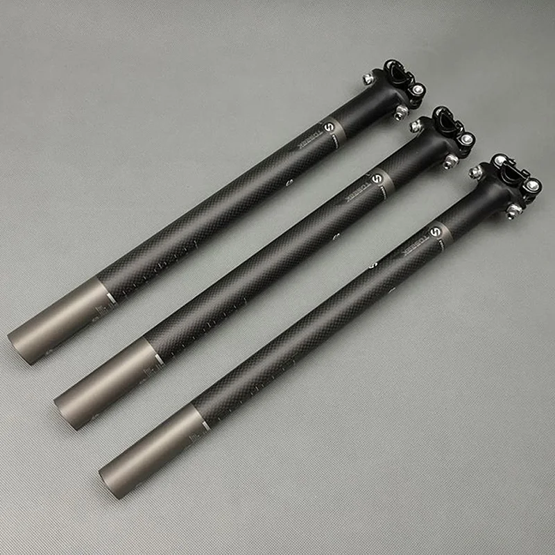 TOSEEK 무광 풀 탄소 섬유 자전거 시트포스트, 초경량 MTB 로드 바이크 사이클링 시트 포스트 부품, 3K, 27.2, 30.8, 31.6x350/400mm