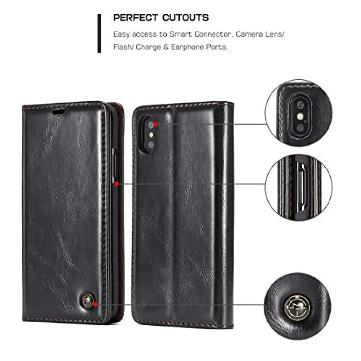 Crazy Horse Folio Magnetic PU Leather Case for iphone XS MAX XR X 6 6s 7 8 Plus Cover Wallet Flip Phone Case Card Slot Pouch