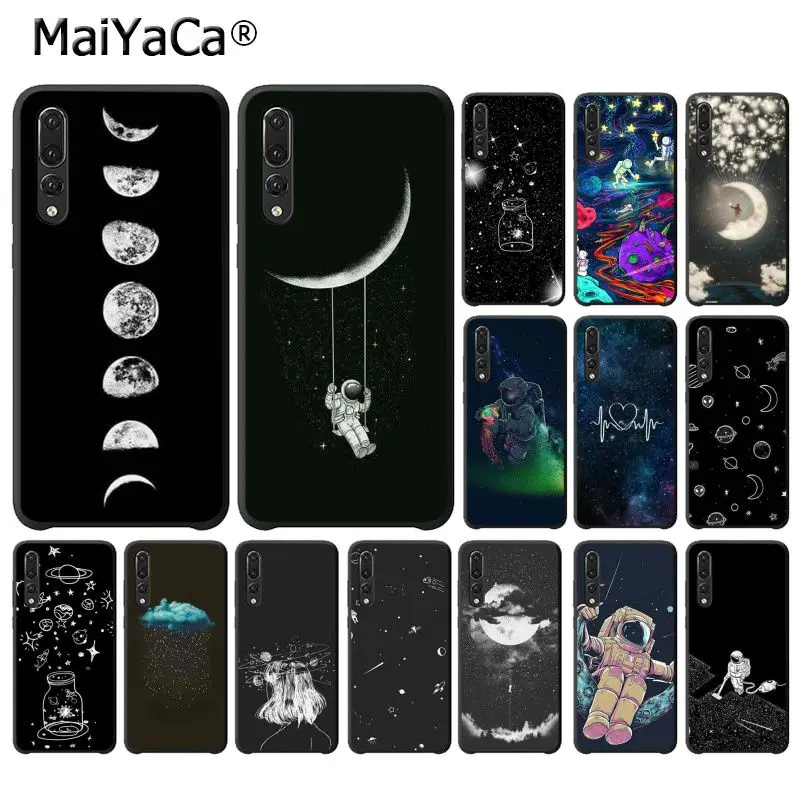 MaiYaCa небесно космическая планета черно белая Солнце Луна звезды телефонная таза