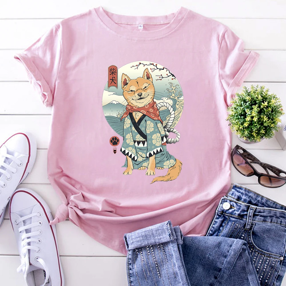 Japanese Shiba Inu Landscape Painting Women T Shirts Vintage High Quality T-Shirts For Women'S Hip Hop Fashion Woman Clothing