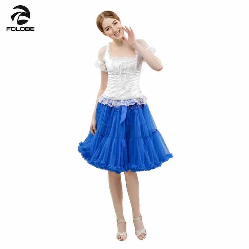 royal blue FOLOBE, для взрослых, 55 см, пышная Одежда для танцев, для вечеринки, для выпускного, юбки-пачки, фатиновые юбки, Нижняя юбка для женщин и девочек, Faldas Saias TT009 - Цвет: royal blue