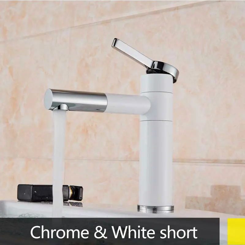 chrome white short Белый черный Золотой аэрозольный аэратор, вращающийся на 360 градусов кран для ванной и раковины, кран для холодной и горячей воды Torneira - Цвет: chrome white short