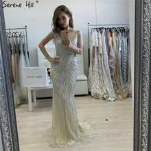 Роскошное вечернее платье без рукавов с кисточками и серыми бусинами, новейший дизайн, сексуальное платье русалки, официальное вечернее платье, CLA60847