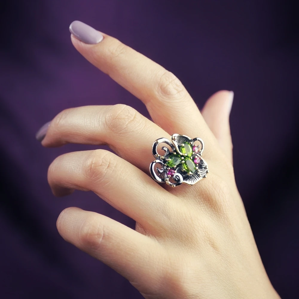 DreamCarnival1989 Gorgeous Zirconia Flower Rings + Earrings Vintage Ethnic Style Two Tone CZ Jewelry Hot Drop Shipping ER3873S2