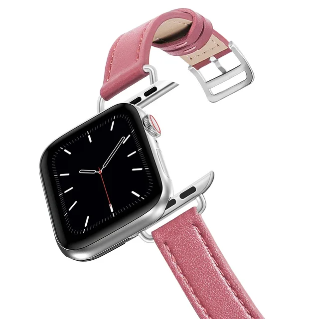 Business Real Leather Loop Bracelet Belt Band for Apple Watch SE 7654 42MM 38MM 44MM 40MM Strap on Smart iWatch 3 Watchband 45mm 9 Slim Rose
