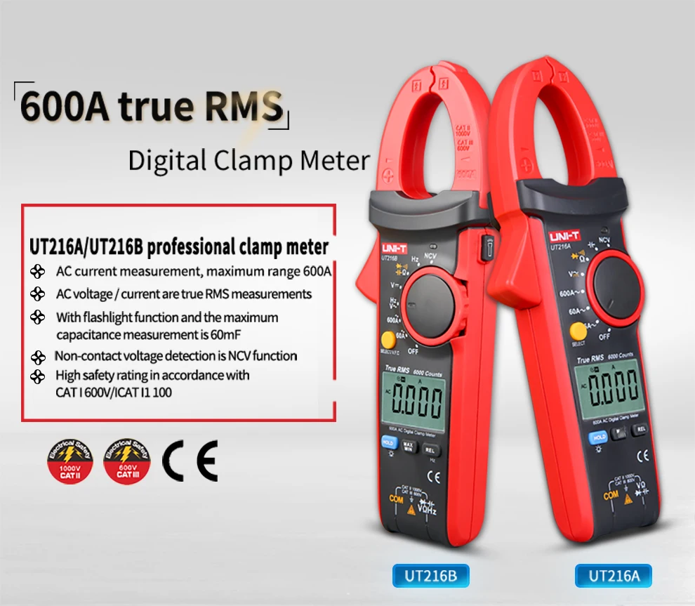 Uni-t цифровой токоизмерительный прибор True RMS power Detector Автоматический диапазон/ручной токоизмерительный прибор Напряжение \ Текущий монитор UT216A/B