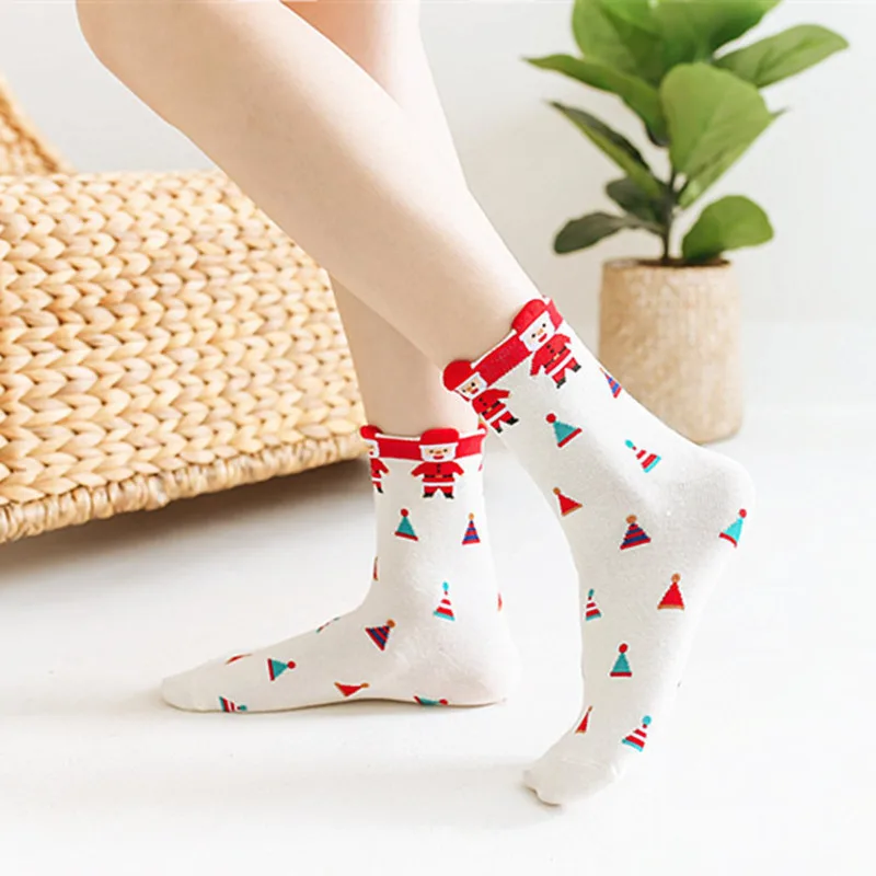 SP&CITY, 6 пар, новые рождественские хлопковые носки, комплект, женские Мультяшные Короткие Носки с рисунком медведя и деревьев модные милые носки для девочек подарочная упаковка