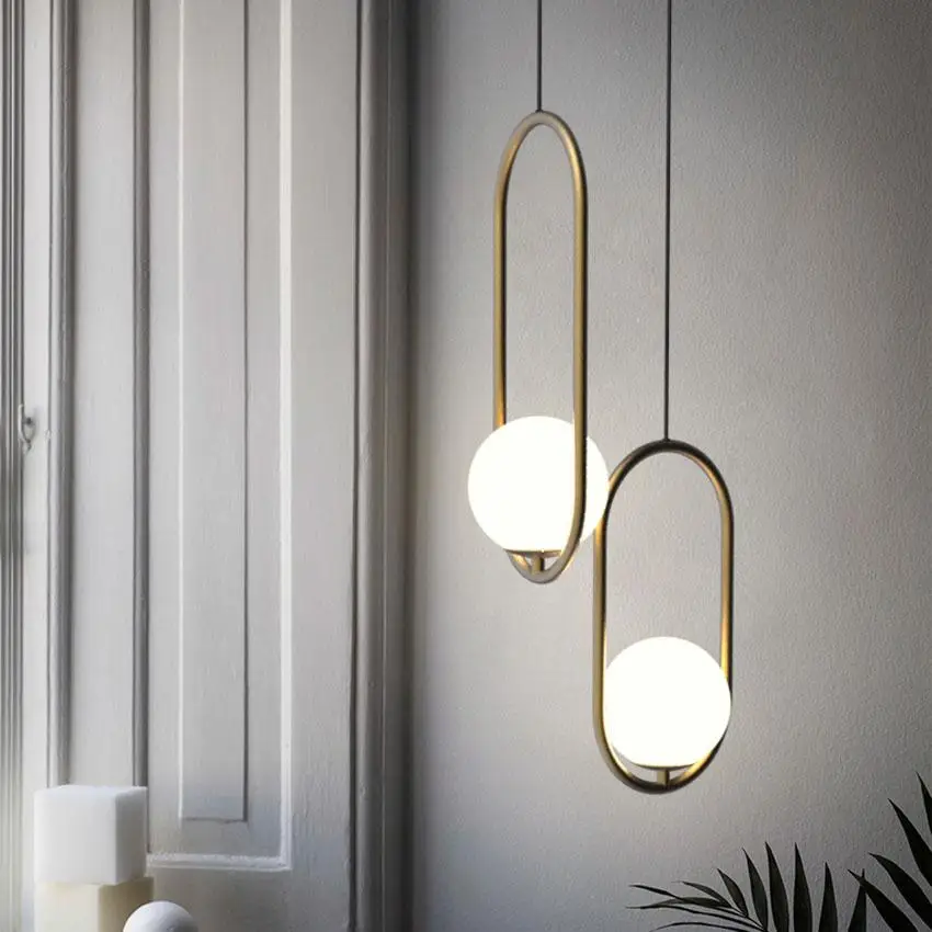 Nordic Led Pendant Lights Lighting Luminaire Industriel Hanging Lamp Lustre Suspension Ball Glass glod art Kitchen Pendant Lamp
