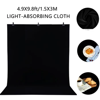 

1.5×3m Black Backdrop Background for Photography Solid Color Black Photo Backdrop Fabric for Videos Background For Photo Shoot