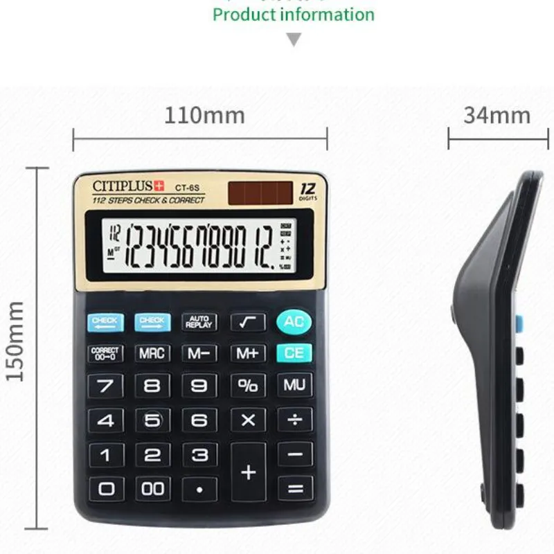 NEW CT 6S Check the number 112 steps to double check the calculator 12 digit display 5