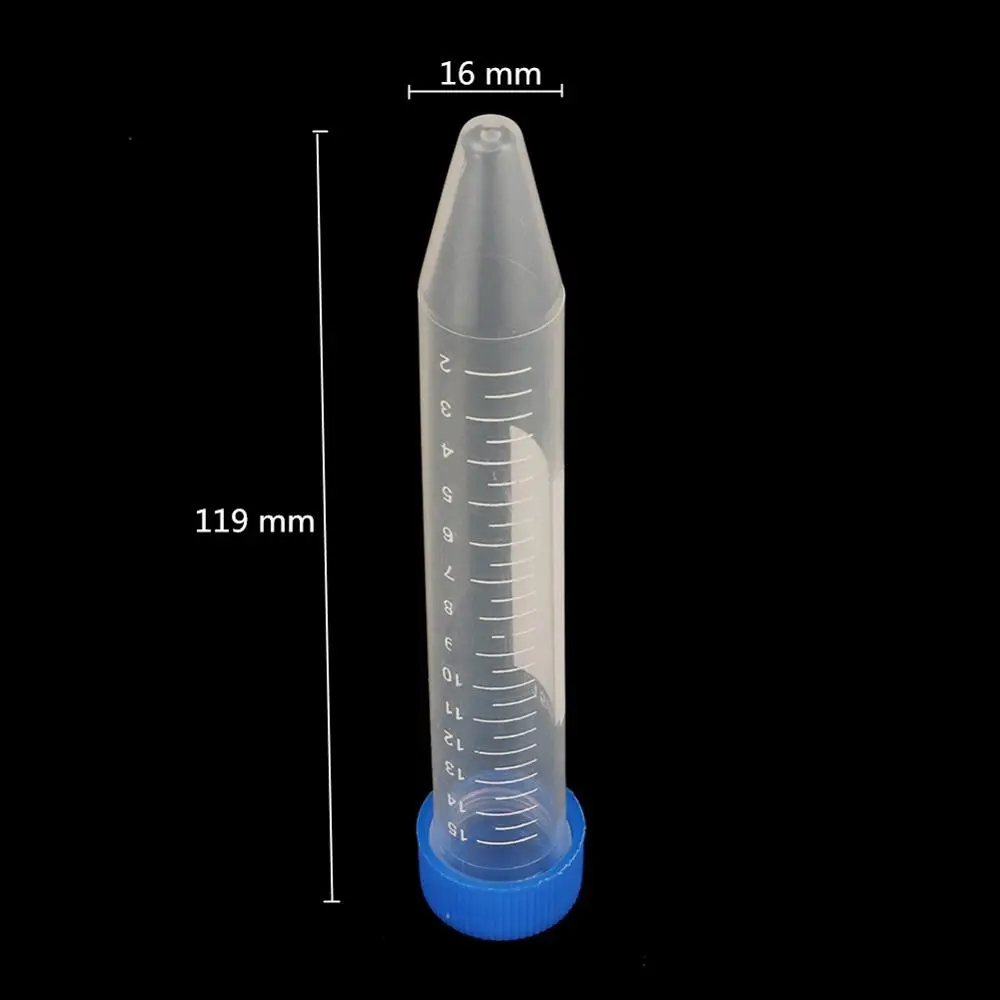 10Pcs 15ml Transparent Screw Cap Cone Bottom Centrifugal Tube with Scale Free-standing Centrifuge Tube Laboratory Vial Container centrifuge tube