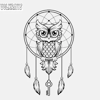 

Volkrays Creative Car Sticker Dreamcatcher Owl Dreams Accessories Reflective Waterproof Vinyl Decal Black/Silver/white,16cm*8cm