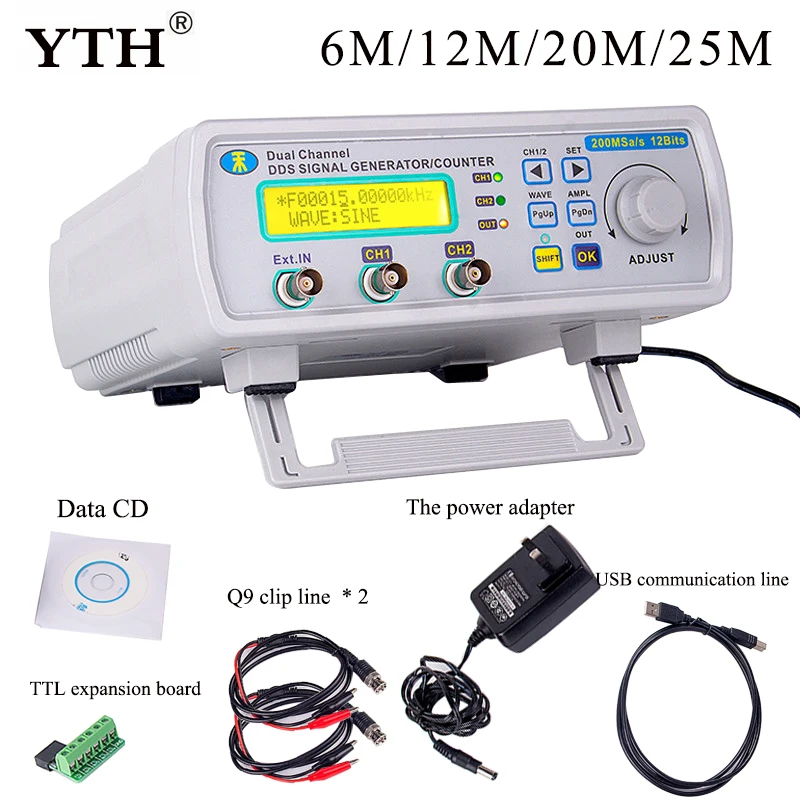 MHS-5200 генератор сигналов измеритель частоты цифровой двухканальный источника 6