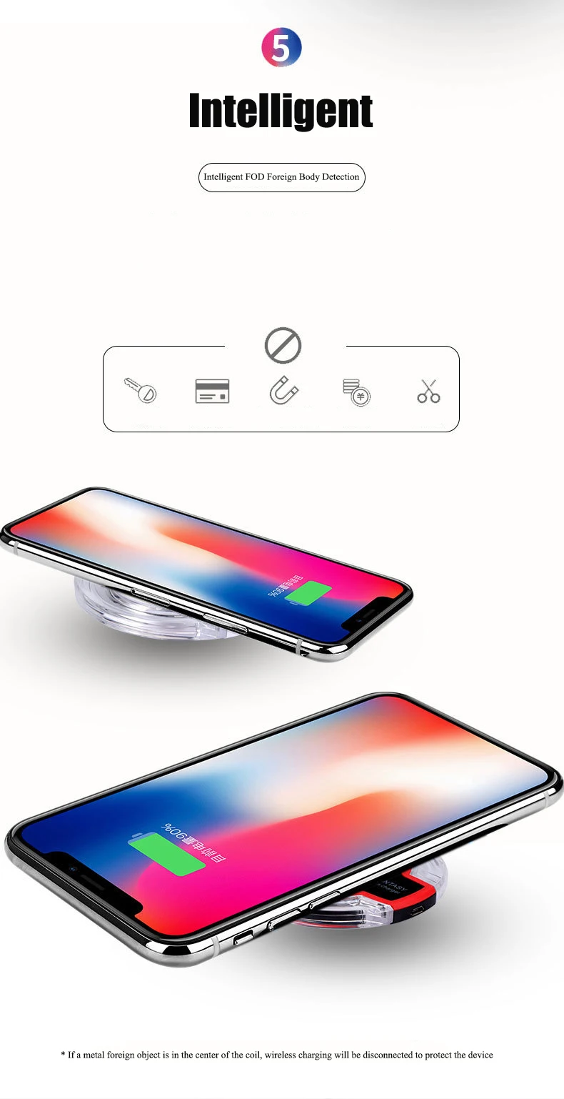 Crystal Desktop Pad Wireless Charger 5W Smart QI Micro-USB Crystal Base Transparent Disc Fast Charger For iPhone 11Pro XS X 8+ 8
