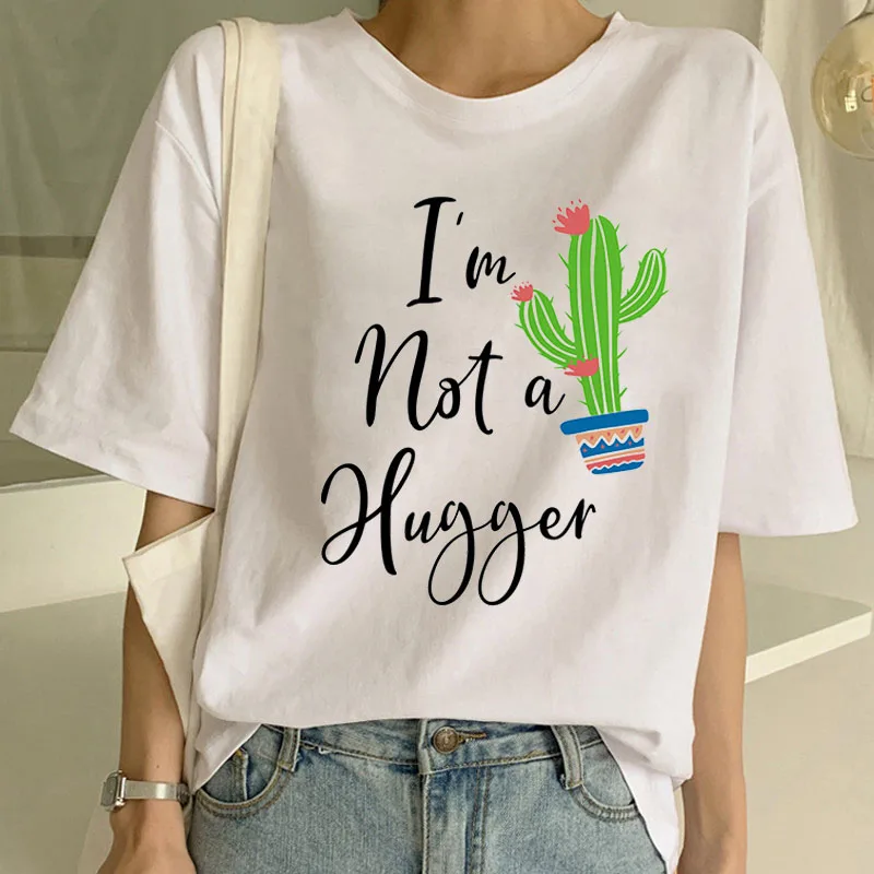 Футболка женская с принтом I'm Not A Hugger модный смешной Топ в стиле Харадзюку