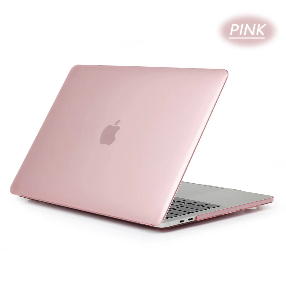 Прозрачный чехол с кристаллами для Apple Macbook Air Pro retina 11 12 13 15, чехол для ноутбука с сенсорной панелью+ прозрачная пленка для клавиатуры - Цвет: Розовый