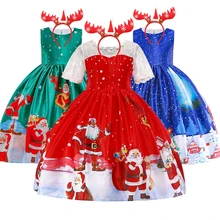 Новогоднее рождественское платье для девочек зимняя Праздничная детская одежда со снеговиком для девочек вечерние костюмы на Хэллоуин для детей подарок на возраст от 3 до 10 лет