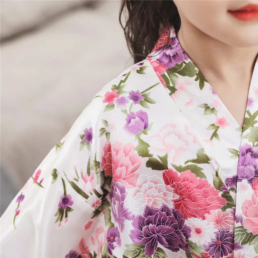 Floral Stain Bath Robe Kids Toddler Baby Kid Girls Floral Silk Kimono Robes Bathrobe Long Sleepwear Girls Clothes Халат Махровый