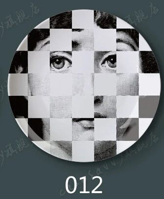 8 дюймов Креативный дизайн Fornasetti настенная декоративная тарелка Ретро Европейский Элегантный стиль кухонное украшение высококлассный дом - Цвет: 12