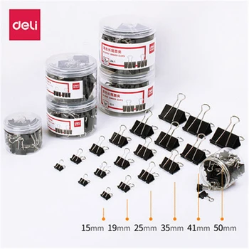 

Deli 60 pcs/set black tail big/medium/small size file collection School and business dovetail /clamp Clip Bookmark