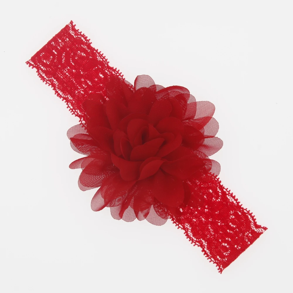 Fascia Per Capelli Neonata Con Grande Fiore Rosso – Morbido Elastico In Chiffon, Accessorio Per Battesimo E Compleanno