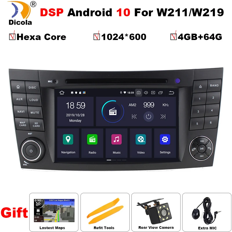 PX6 Android 10 DSP Hexa core 4+64G CAR DVD PLAYER FOR MERCEDES-BENZ E CLASS W211 car audio stereo dvd navigation GPS Support DVR
