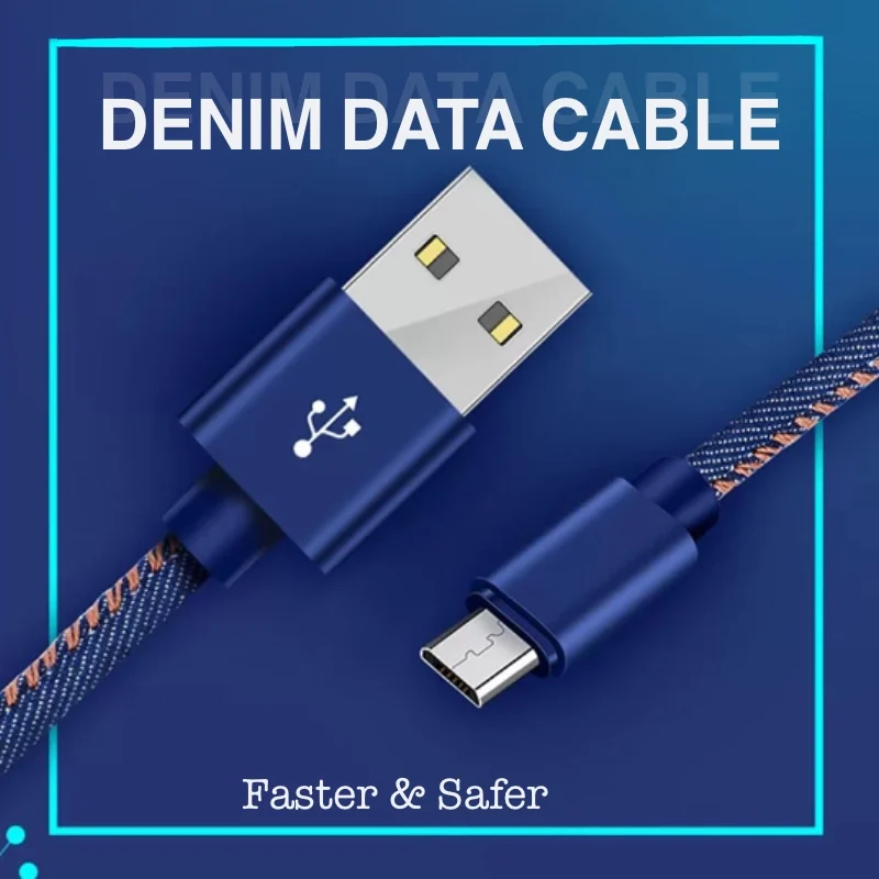 1 м 2 джинсовый микро usb зарядный кабель для samsung 2.4A быстрое зарядное устройство