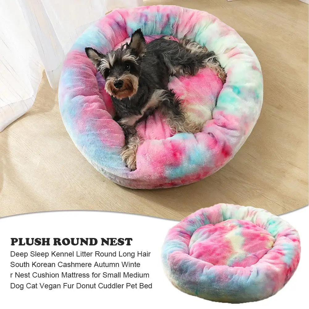 Soft Round Dog Deep Sleep Kennel Bed Washable Warm Dog Kennel Long Plush Cat House Cotton Mats For Chihuahua Dog Sleeping Bed