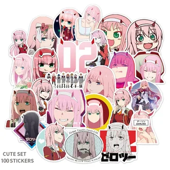 

100Pcs/Set Anime DARLING In The FRANXX Stickers Cosplay Accessories Prop PVC Waterproof Cartoon Decal Sticker