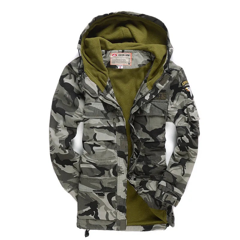 Camouflage Армейская Военная Тактическая Армия США 101-я воздушно-десантная див. M56(Repro) куртка с капюшоном толстый Тренч - Цвет: Camouflage