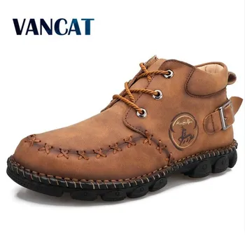 

Brand Men's Boots Waterproof Leather Men's Motorcycle Boots Comfortable Men's Winter Boots Outdoor Men's Ankle Boots Big Size 48