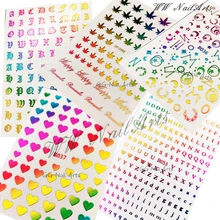 10pcs 2D Series Rainbow Nail Sticker Love Plant Stripe Stickers for Nails Self Adhensive Nail Art Decoration for Women Party