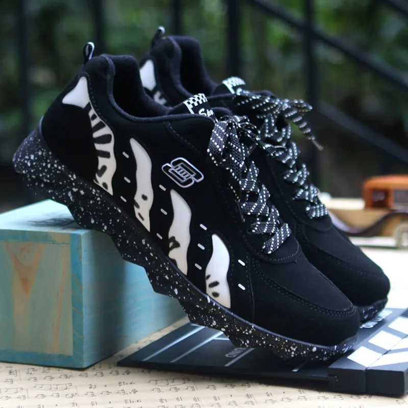 

Canvas Suede Stripes Sports Men Sneakers Spring New Style Casual Lace-up Platform Shoes Korean-style Single MEN'S SHOES