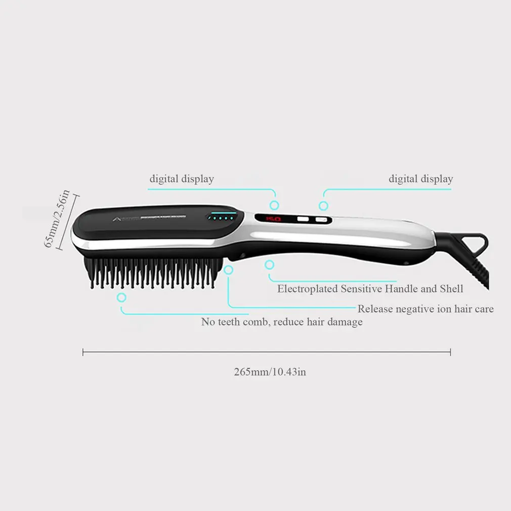 Negative Ion Digital Display Hair Brush Artifact Negative Ion Hair Straightener Electrical Straight Hair Comb