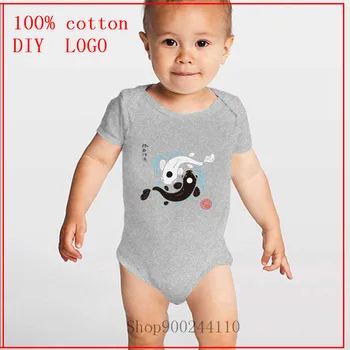 

Yin-Yang Koi Fish printed Baby Bodysuits anime Clothes cotton funny Baby Clothes New Born summer Infant Bodysuit One-Pieces