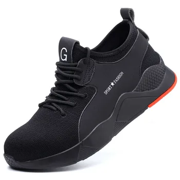 

Men Safety Shoes Trainers Steel Toe Work Shoes Male Hiking Steel Toe Work Safety Shoes Lace Up Man Breathable Mesh Sneakers D20