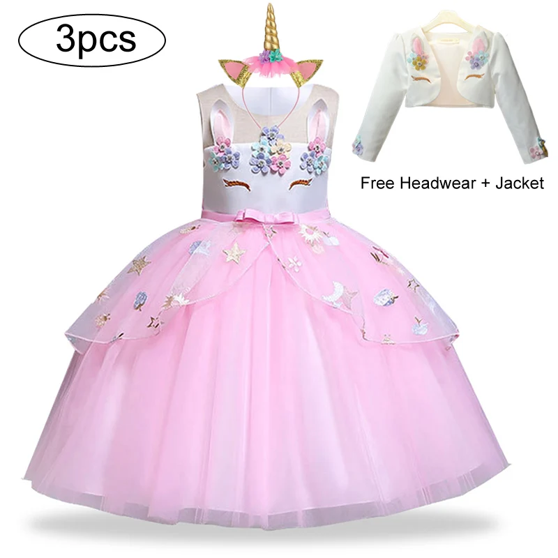 Kinder Mädchen Kleider Einhorn Kleid Weihnachtsoutfits 3-tlg