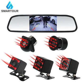 

Smartour 4.3" Car Rear View Mirror with Camera Navigation Lights Reversing Camera Parking with Camera Parktronic Car-styling