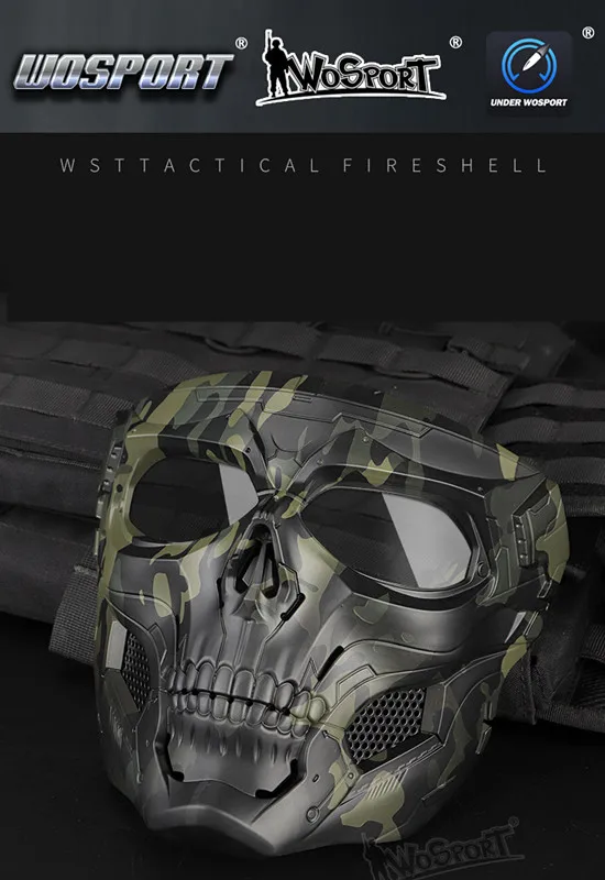 

WoSporT Tactical Halloween Mask Cs Party Game Tactical Equipment Fit FAST Helmet Paintball Shooting Protective Tactical Mask