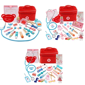 

Children Pretend Toy Set Durable Nurse Injection Tool Wooden Simulation Medicine Box Sturdy Gift Case